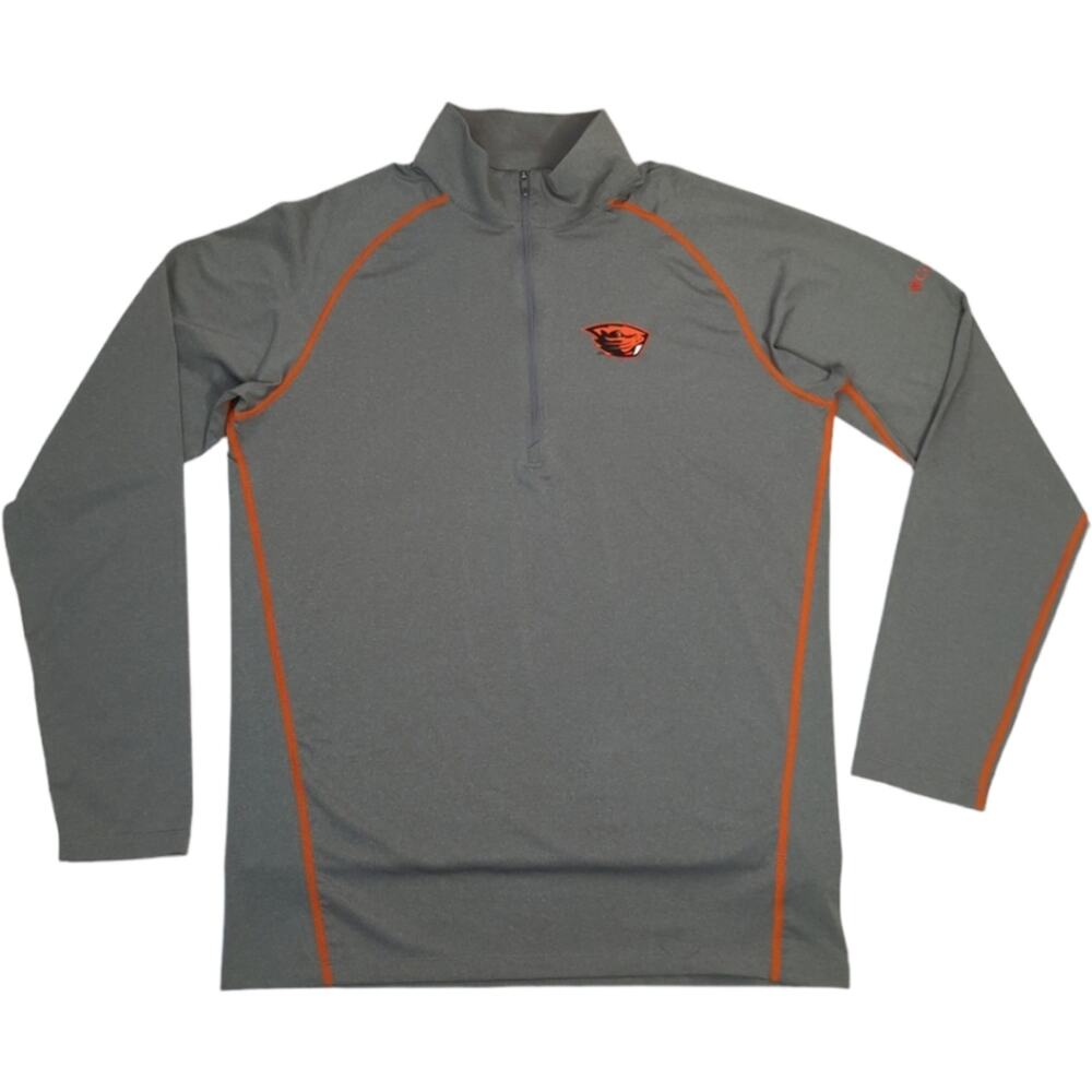 Columbia Men's Oregon Beavers Heather Gray Long Sleeve Half Zip Pullover Small